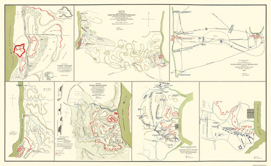 Historical Civil War Map - Fort Donelson Fort Henry Tennessee - McPherson 1862 - 37.44 x 23 - Vintage Wall Art