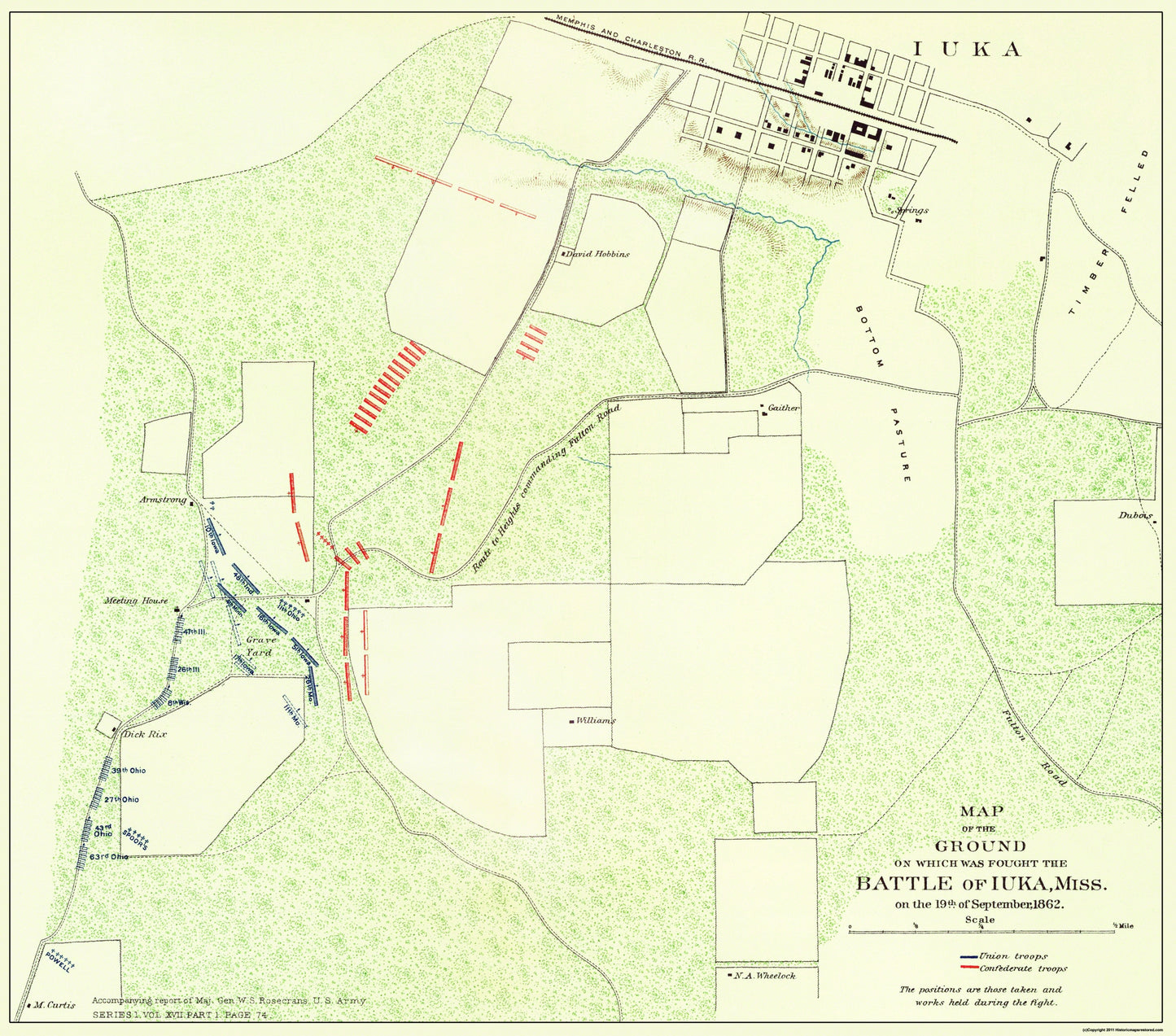 Historical Civil War Map - Luka Mississippi Battle - 1862 - 26.13 x 23 - Vintage Wall Art