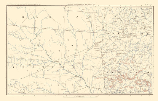 Historical Civil War Map - Kansas Indian Territory Missouri Arkansas - Bien 1895 - 23 x 36.17 - Vintage Wall Art