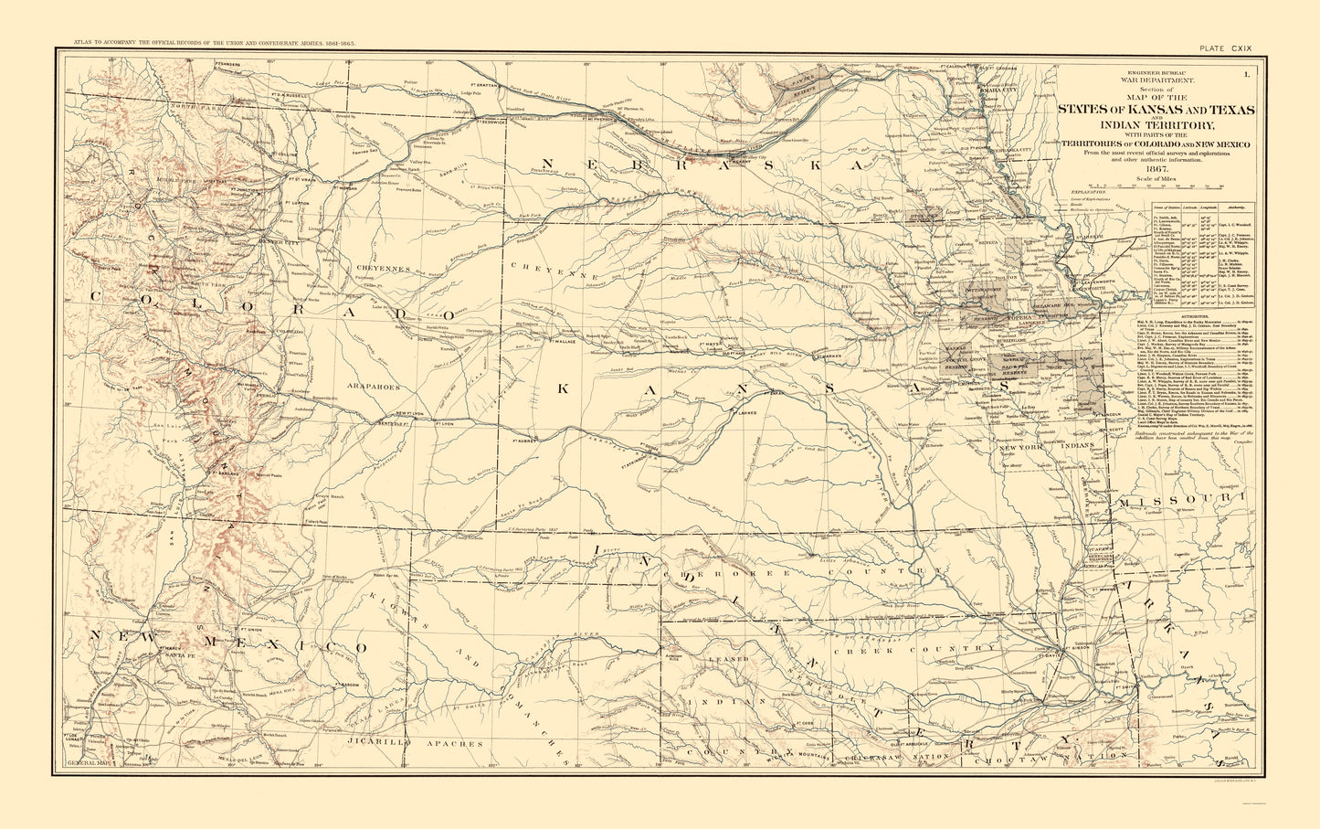 Historical Civil War Map - United States Central - Bien 1895 - 23 x 36.65 - Vintage Wall Art