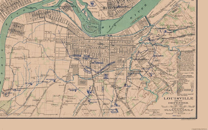 Historical Civil War Map - Munfordville Camp Nelson Louisville Kentucky Defenses - Lamont 1894 - 36.83 x 23 - Vintage Wall Art