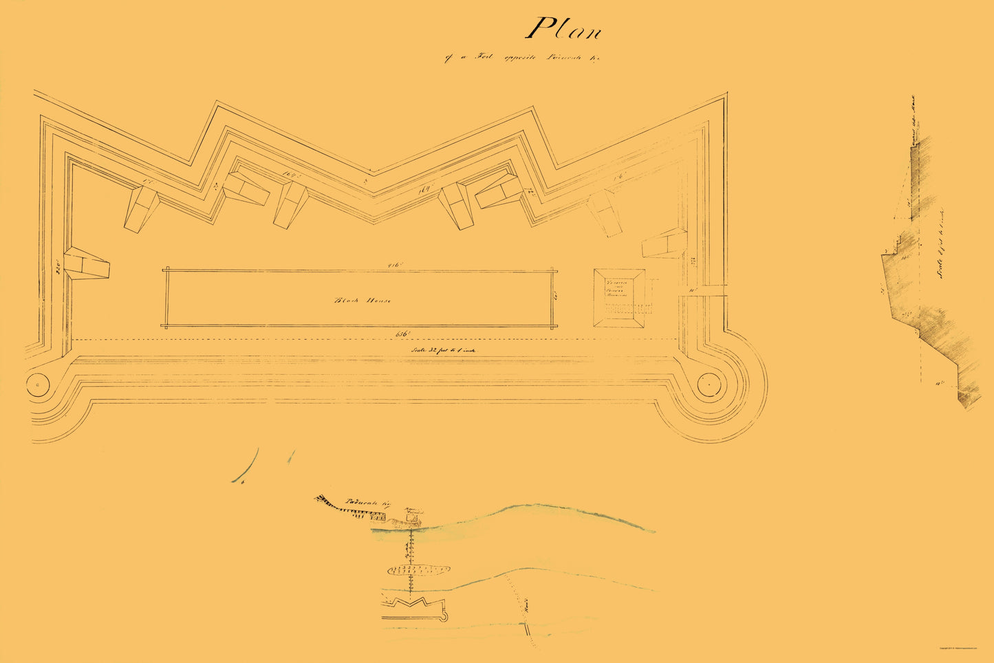 Historical Civil War Map - Paducah Kentucky Fort Opposite - 1864 - 23 x 34.48 - Vintage Wall Art