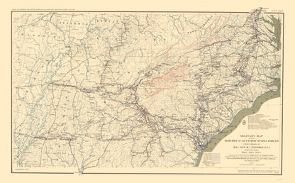 Historical Civil War Map - United States Force Marches- Sherman 1895 - 23 x 37.12 - Vintage Wall Art