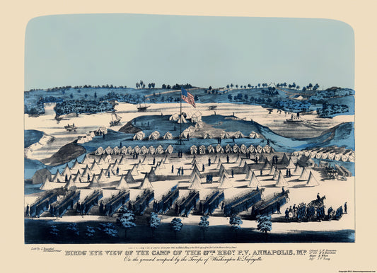 Historical Civil War Map - 67th Regiment Camp - Rees 1863 - 23 x 31.76 - Vintage Wall Art