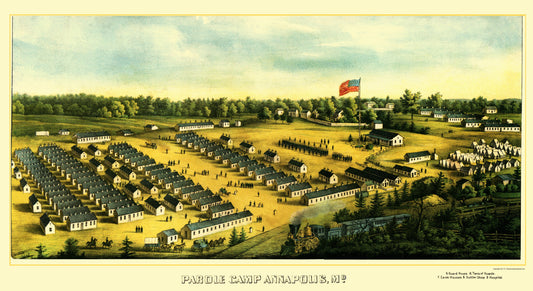 Historical Civil War Map - Annapolis Maryland Parole Camp - Sachse 1864 - 23 x 42.15 - Vintage Wall Art