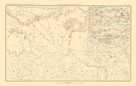 Historical Civil War Map - Indian Territory Arkansas Texas - Bien 1895 - 23 x 36.44 - Vintage Wall Art