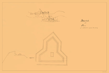 Historical Civil War Map - Paducah Kentucky Fort Opposite Plan - 1864 - 23 x 34.59 - Vintage Wall Art