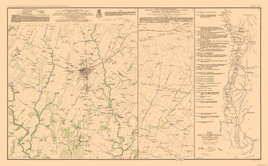 Historical Civil War Map - Gettysburg Battle Positions - Bien 1894 - 37.16 x 23 - Vintage Wall Art