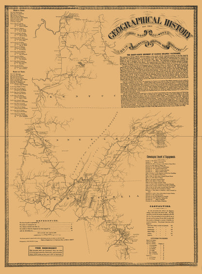 Historical Civil War Map - 89th Regiment Railroad - Shober 1860 - 23 x 31.17 - Vintage Wall Art