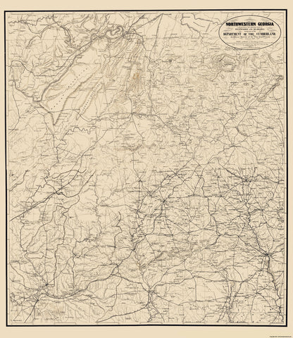 Historical Civil War Map - Georgia Tennessee Alabama War Department - Callahan 1863 - 23 x 26.56 - Vintage Wall Art