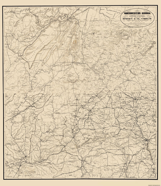 Historical Civil War Map - Georgia Tennessee Alabama War Department - Callahan 1863 - 23 x 26.56 - Vintage Wall Art