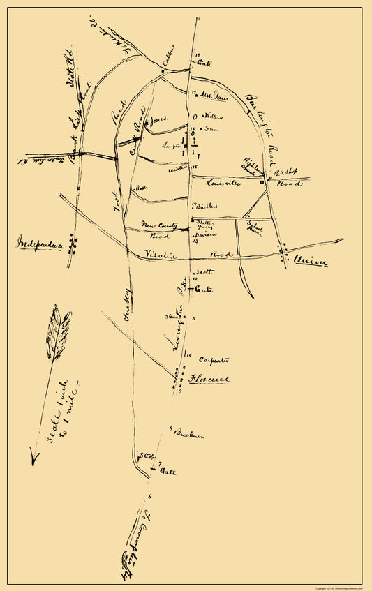 Historical Civil War Map - Snows Pond Florence Kentucky Region - Poe 1862 - 23 x 36.54 - Vintage Wall Art