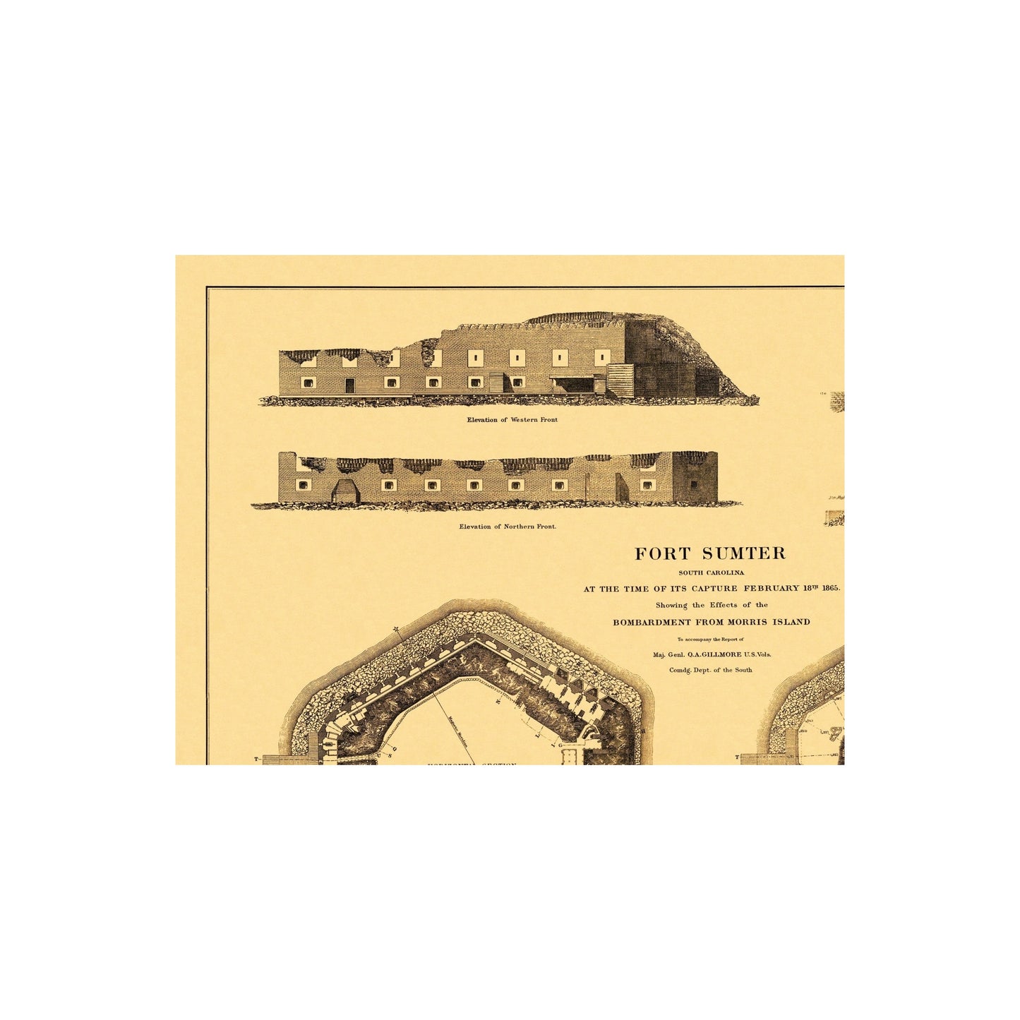 Historical Civil War Map - Fort Sumter Capture - Bien 1865 - 30.19 x 2 ...