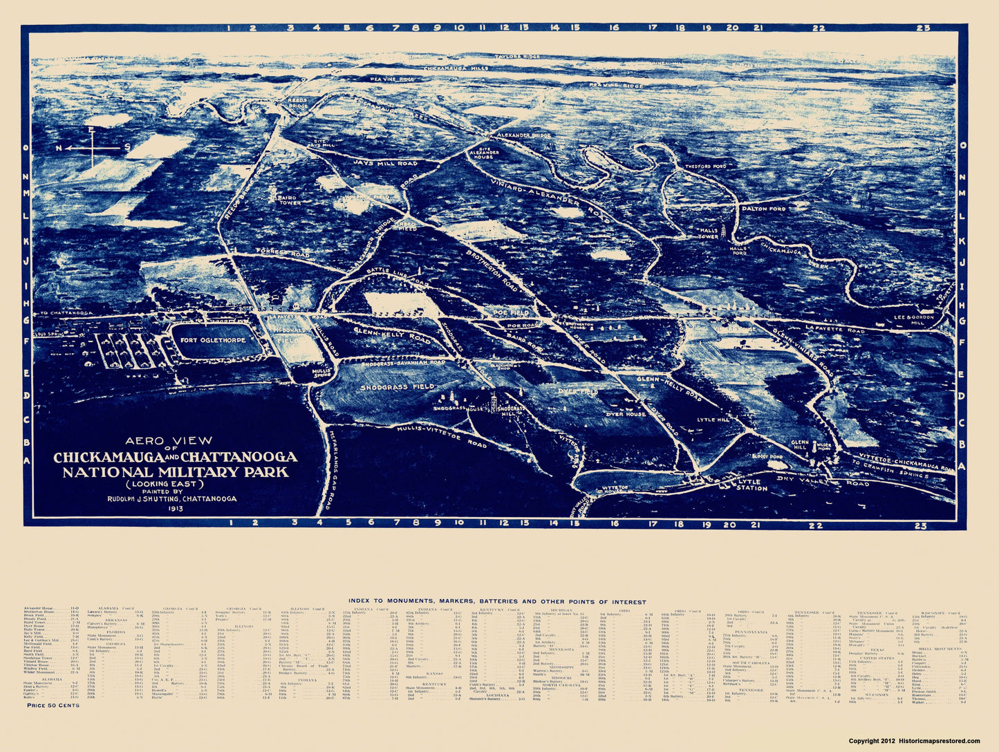 Historical Civil War Map - Chickamauga Chattanooga National Military Park - Shutting 1913 - 23 x 30.55 - Vintage Wall Art