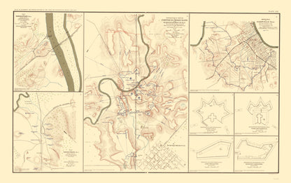 Historical Civil War Map - Tennessee Alabama Defenses Forts - Bien 1895 - 23 x 36.69 - Vintage Wall Art