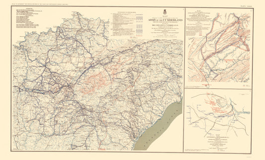 Historical Civil War Map - Tennessee Virginia Campaigns Operations - Bien 1895 - 23 x 38.24 - Vintage Wall Art