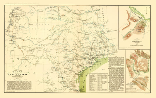 Historical Civil War Map - Texas New Mexico - US Army Corps 1857 - 23 x 36.38 - Vintage Wall Art