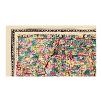 Historical Civil War Map - Southern States Railway - Mendenhall 1864 - 23 x 40.94 - Vintage Wall Art