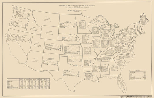 Historical Civil War Map - United States Statistical - Black 1888 - 23 x 35.97 - Vintage Wall Art