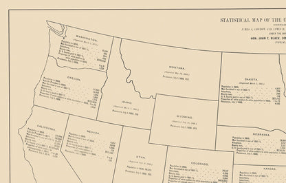 Historical Civil War Map - United States Statistical - Black 1888 - 23 x 35.97 - Vintage Wall Art