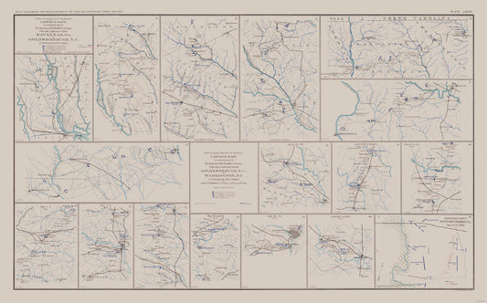 Historical Civil War Map - Savannah Georgia Goldsborough North Carolina Campaigns - Bien 1894 - 36.89 x 23 - Vintage Wall Art