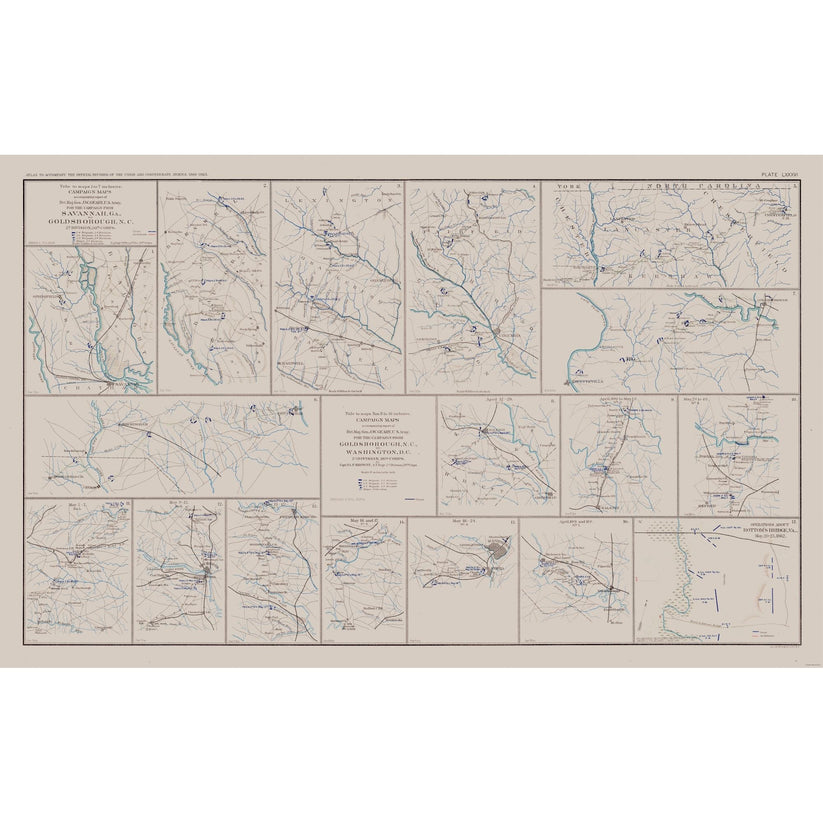 Historical Civil War Map - Savannah Georgia Goldsborough North Carolin ...