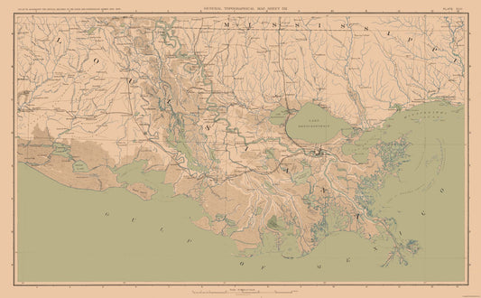 Historical Civil War Map - Louisianna Mississippi Coastal Theatre - Bien 1894 - 37.19 x 23 - Vintage Wall Art