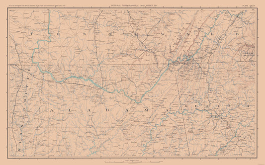 Historical Civil War Map - Mississippi Tennessee Alabama Georgia - Bien 1894 - 32.70 x 23 - Vintage Wall Art