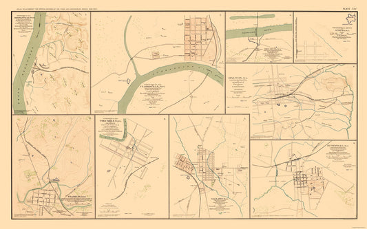 Historical Civil War Map - Defenses 9 Views - Bien 1894 - 36.87 x 23 - Vintage Wall Art