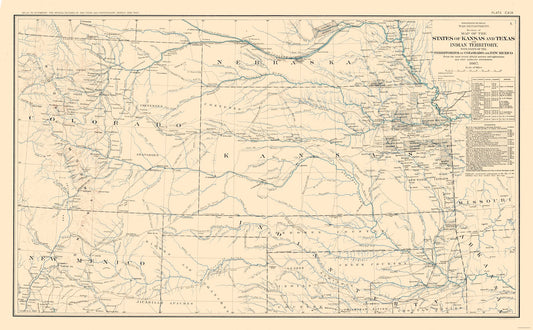 Historical Civil War Map - Kansas Texas Indian Territory - Bien 1894 - 37.16 x 23 - Vintage Wall Art