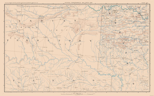 Historical Civil War Map - Indian Territory Texas Arkansas - Bien 1894 - 37.04 x 23 - Vintage Wall Art