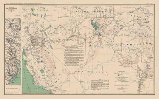 Historical Civil War Map - Utah Tennessee Military Department - Bien 1894 - 36.98 x 23 - Vintage Wall Art