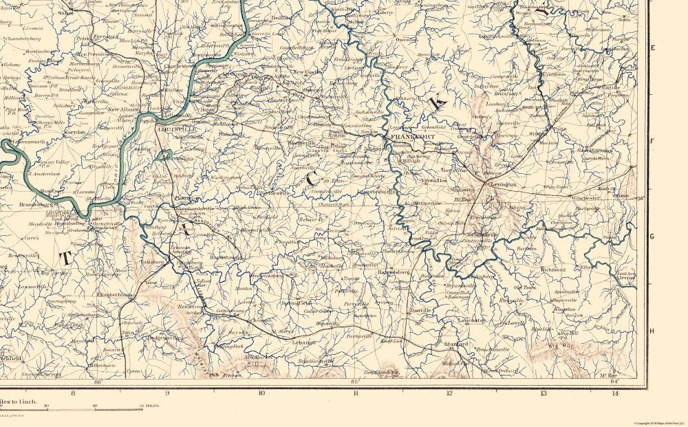Historical Civil War Map - Illinois Indiana Kentucky Ohio - Bien 1894 - 37.02 x 23 - Vintage Wall Art