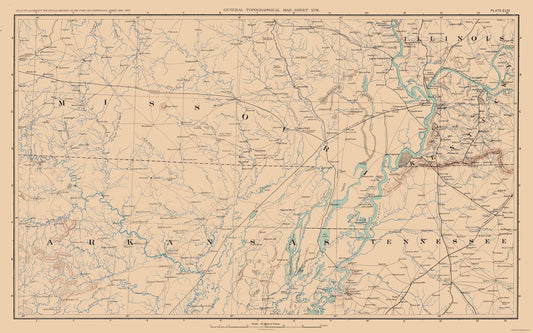Historical Civil War Map - Missouri Arkansas Tennessee Illinois - Bien 1894 - 36.80 x 23 - Vintage Wall Art