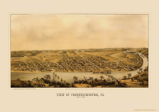 Historical Civil War Map - Fredericksburg Virginia Panoramic - Sachse 1862 - 23 x 32.69 - Vintage Wall Art