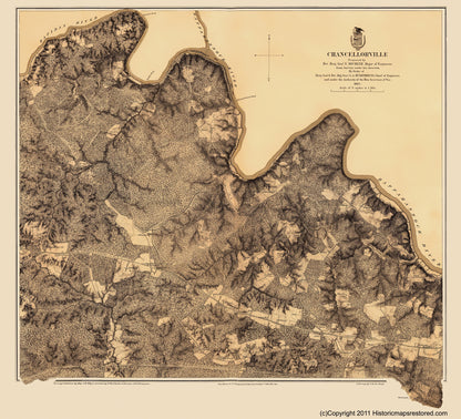 Historical Civil War Map - Chancellorville Virginia - Weyss 1867 - 23 x 25.32 - Vintage Wall Art