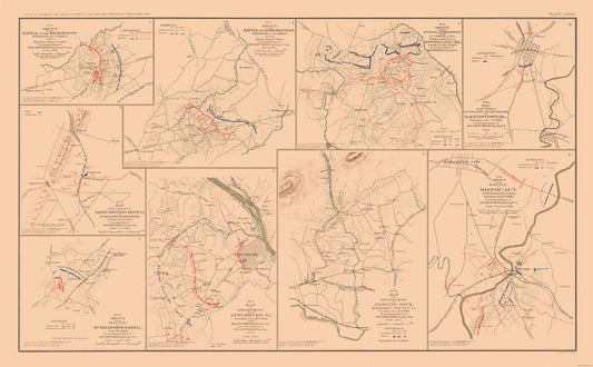 Historical Civil War Map - Virginia Maryland Battle Positions - Hotchkiss 1894 - 37.11 x 23 - Vintage Wall Art
