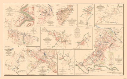 Historical Civil War Map - Virginia West Virginia Battle Positions - Hotchkiss 1894 - 36.89 x 23 - Vintage Wall Art