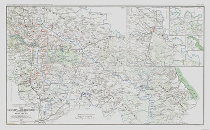 Historical Civil War Map - Virginia Vicinity Battle Survey - Campbell 1894 - 37.03 x 23 - Vintage Wall Art