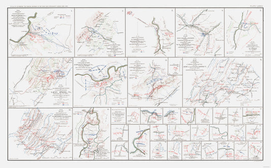 Historical Civil War Map - Virginia Calvary Engagements - Bien 1894 - 37.10 x 23 - Vintage Wall Art