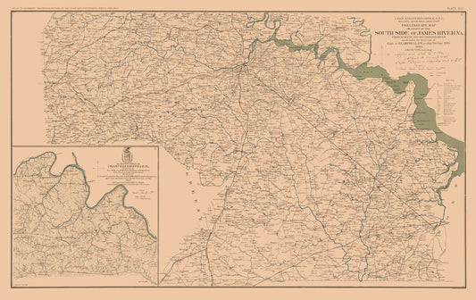 Historical Civil War Map - Chancellorsville James River Virginia Battlefield - Campbell 1894 - 36.55 x 23 - Vintage Wall Art