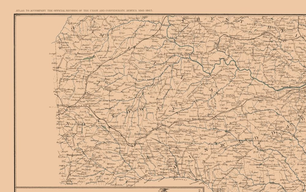 Historical Civil War Map - Chancellorsville James River Virginia Battlefield - Campbell 1894 - 36.55 x 23 - Vintage Wall Art
