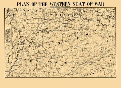 Historical Civil War Map - Western Seat War Plan - Lathrop 1862 - 23 x 31.71 - Vintage Wall Art