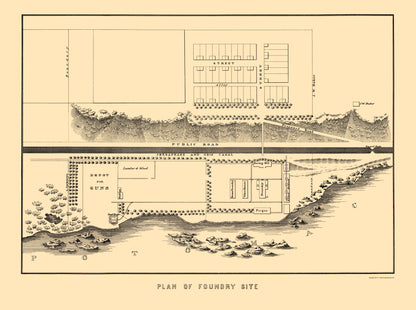 Historic City Map - Foundry Site Plan Washington DC - Bowen 1836 - 23 x 30.90 - Vintage Wall Art