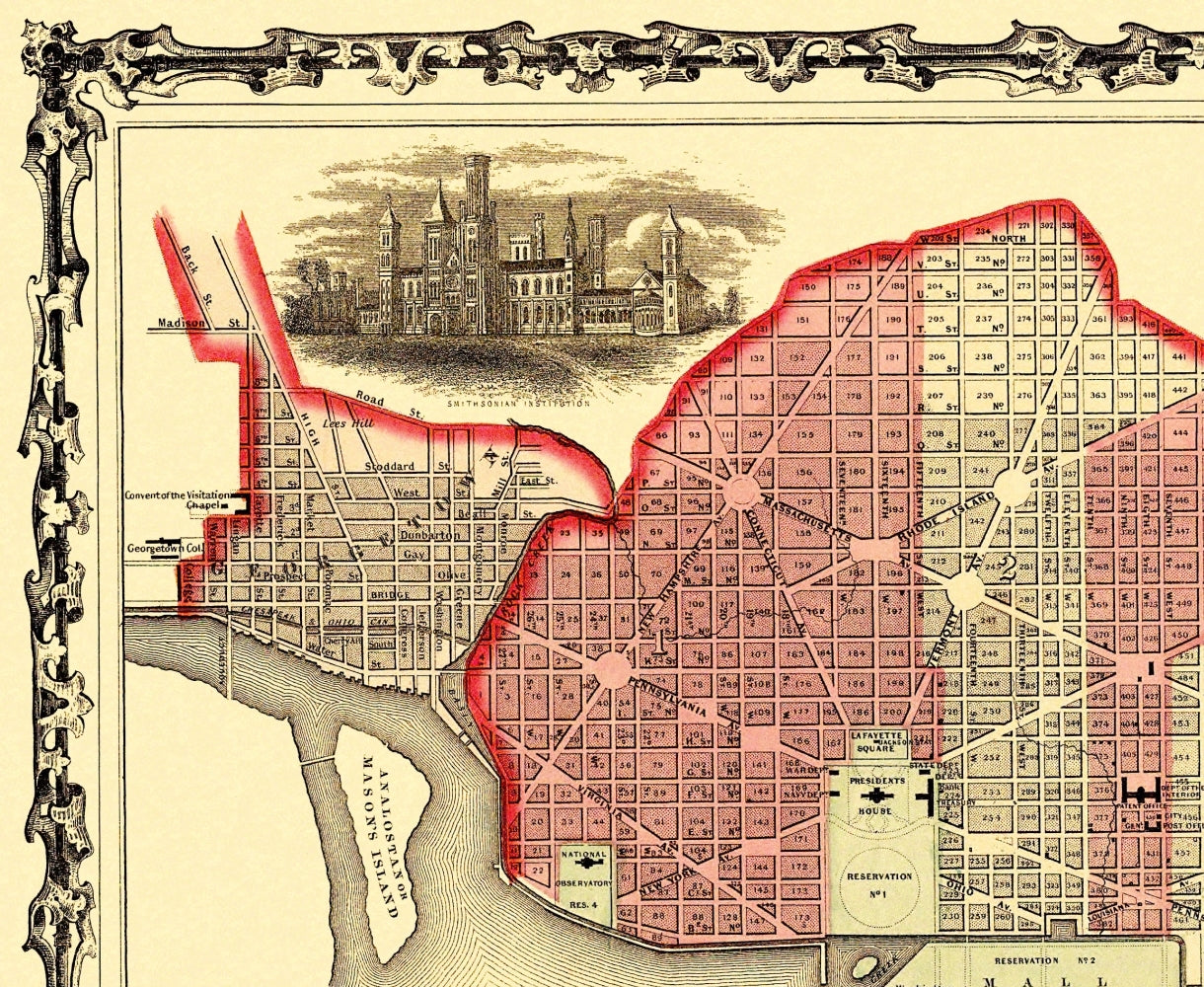 Historic City Map - Georgetown Washington DC - Johnson 1862 - 28.06 x 23 - Vintage Wall Art