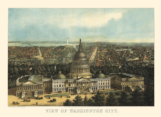 Historic Panoramic View - Washington DC - Sachese 1871 - 23 x 31.61 - Vintage Wall Art