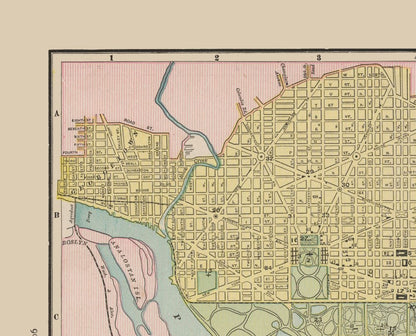 Historic City Map - Washington DC - Cram 1892 - 28.49 x 23 - Vintage Wall Art