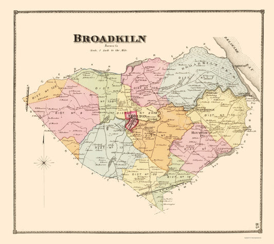 Historic City Map - Broadkiln Delaware - Beers 1868 - 23 x 25.75 - Vintage Wall Art