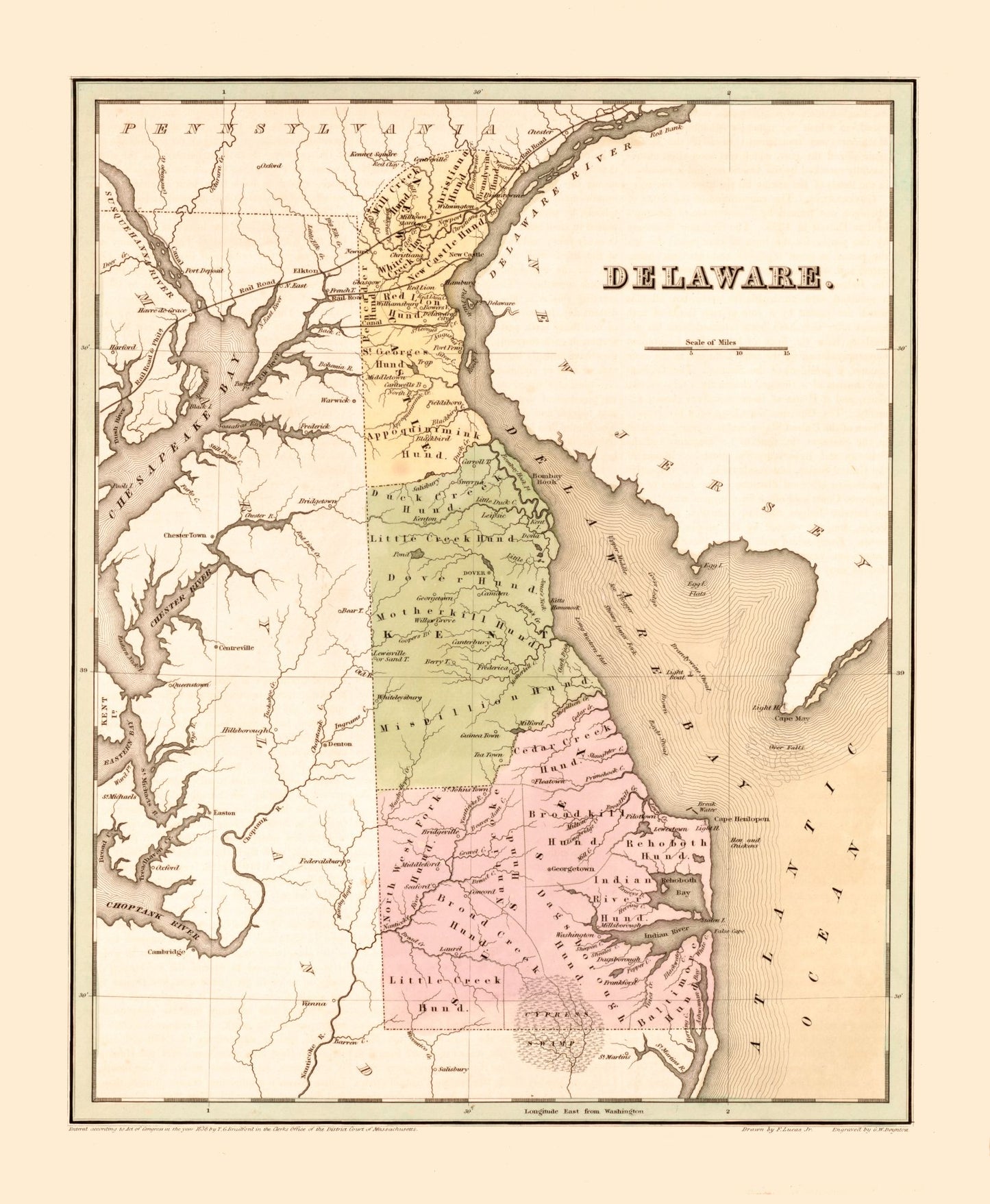 Historic State Map - Delaware - Lucas 1838 - 23 x 27.97 - Vintage Wall Art