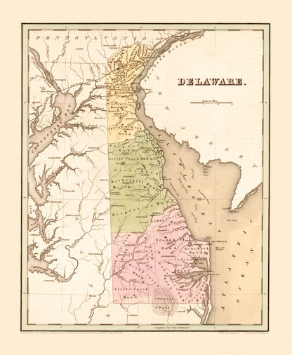 Historic State Map - Delaware - Lucas 1838 - 23 x 27.97 - Vintage Wall Art